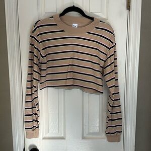 TNA cropped long sleeve striped shirt size S